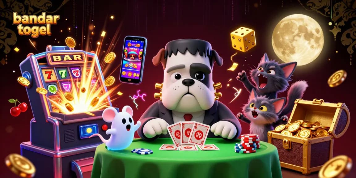 Experience thrilling action with bandar togel at a vibrant casino scene filled with characters and game elements.