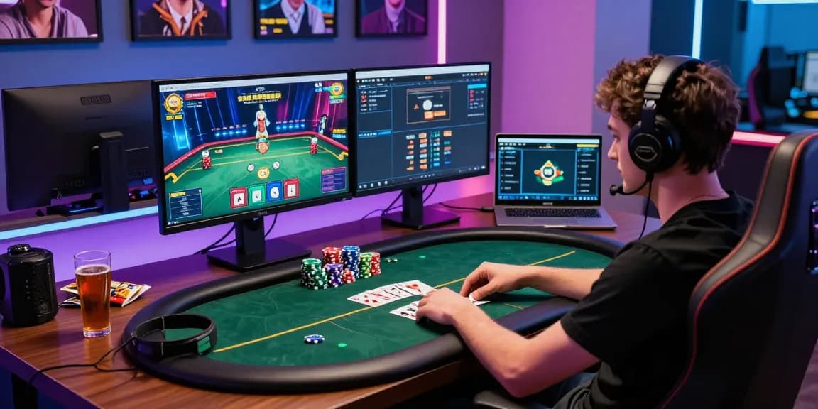 Engaged player enjoying Poker Idn Terpercaya tournament in a modern gaming setup.