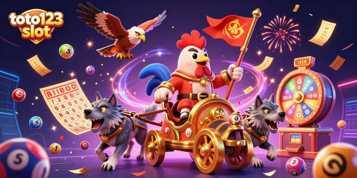 Experience excitement with toto123 slot as the rooster warlord leads a vibrant gambling adventure.