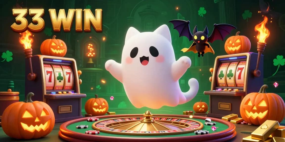Experience thrilling casino antics with the friendly ghost cat and bat in 33 WIN.