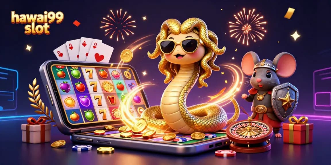 Win big with hawai99 slot in this colorful 3D render featuring exciting game elements.