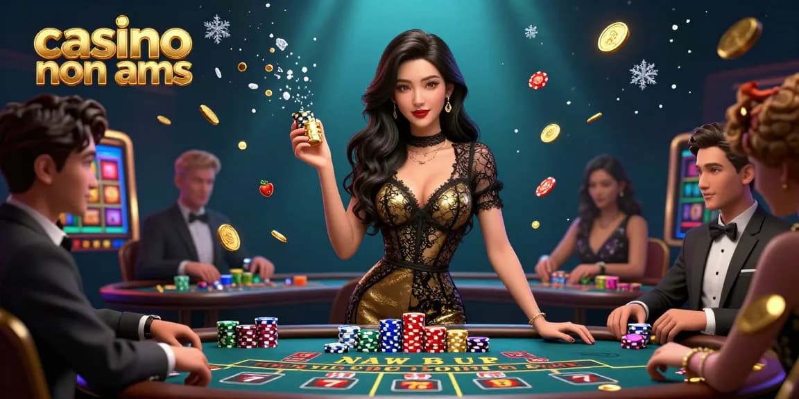 Interagire con i casinò non AAMS a un tavolo VIP di baccarat circondati da elementi di gioco vivaci e fiches dorate.