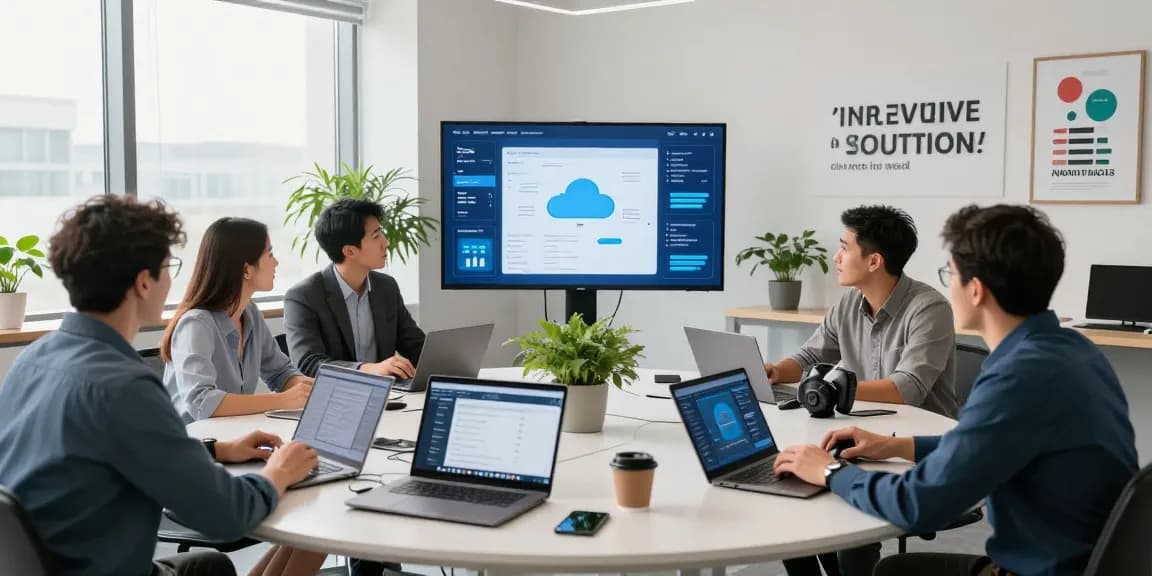 טלפוניה בענן solutions enhancing teamwork in a modern office environment.