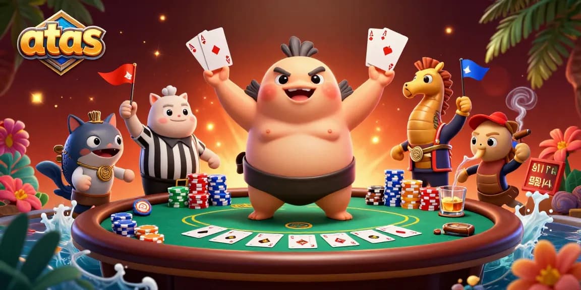Engage with atas casino excitement in a dynamic underwater poker scene featuring unique characters.