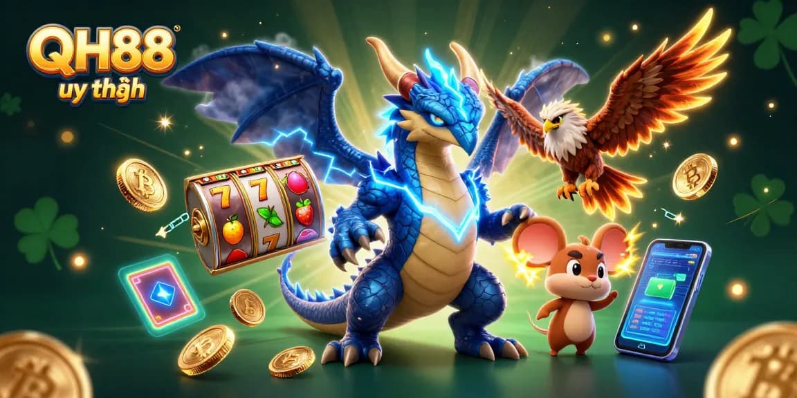 Win big with QH88 uy tín’s dynamic casino illustration featuring vibrant gaming elements.