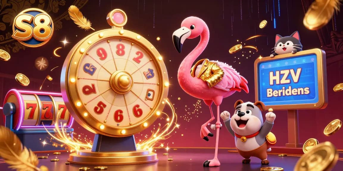 Join the S8 casino excitement with a vibrant game show scene filled with prizes and dynamic energy.