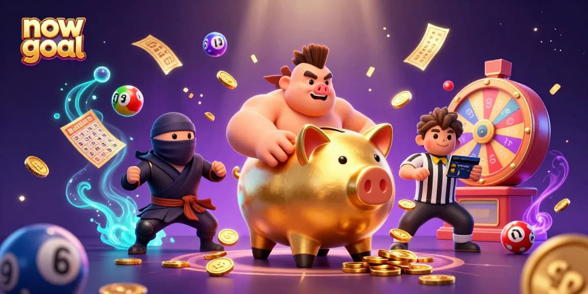 The now goal platform features dynamic lottery elements and a competitive atmosphere with the piggy bank sumo wrestler.
