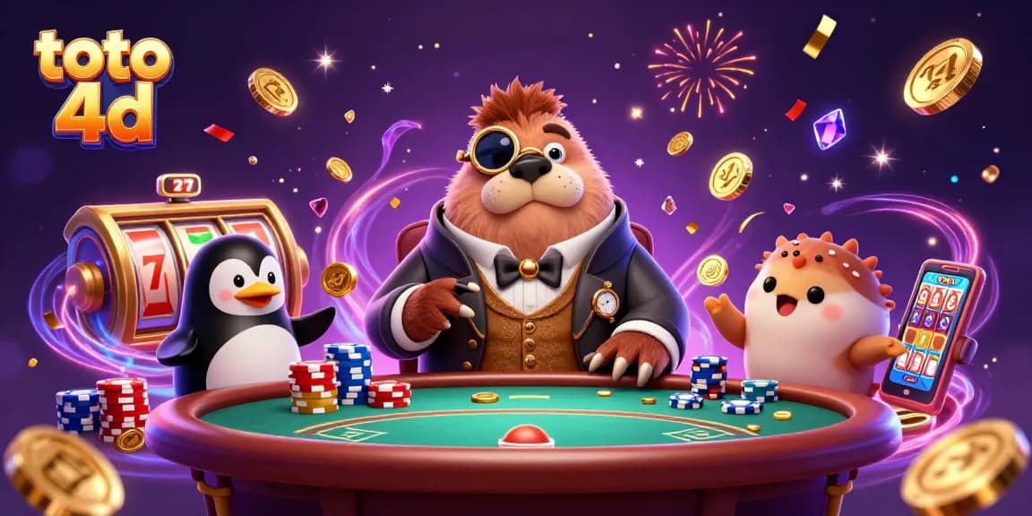 Toto 4D players enjoy a thrilling underwater casino with vibrant characters and sparkling gaming elements.