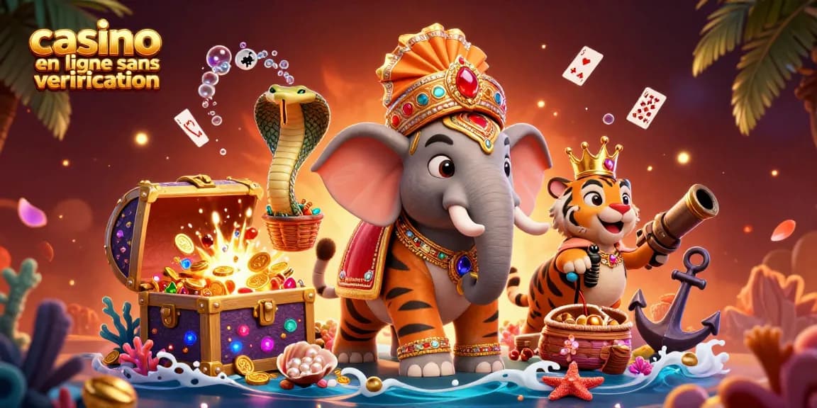 Plongez dans le monde du casino en ligne sans vérification avec un tigre maharaja.