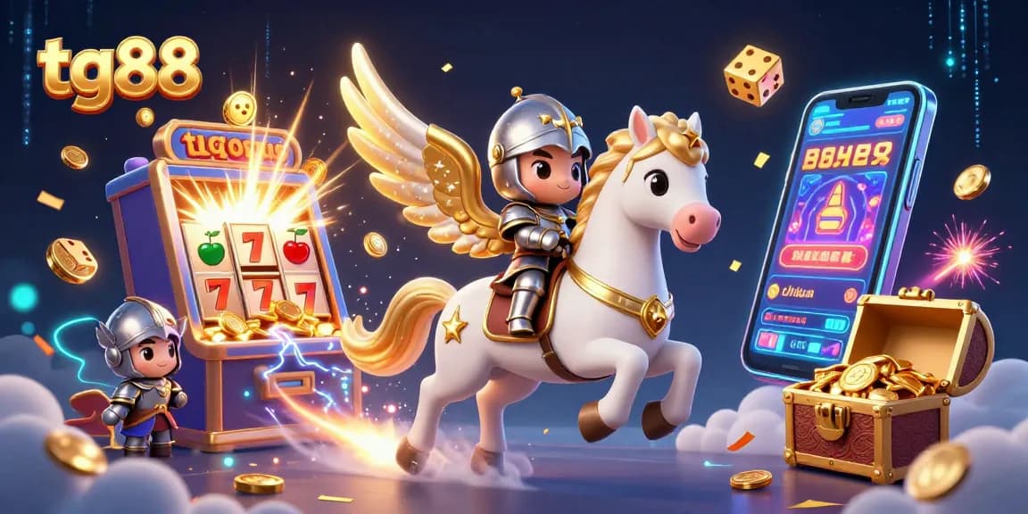 Experience thrilling slots action with tg88's enchanting casino scene featuring a celestial horse.