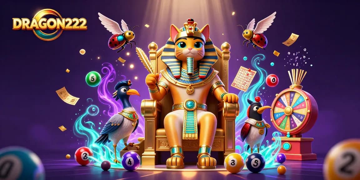 Win big with DRAGON222: A vibrant 3D illustration of a lottery-themed scene.
