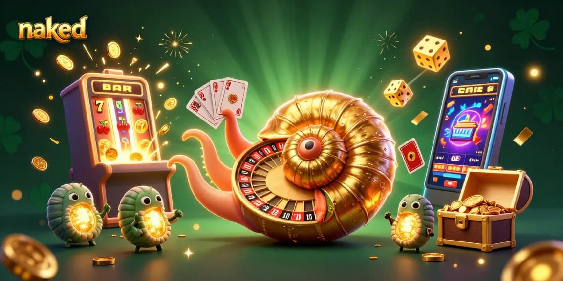 Naked giant nautilus as a roulette wheel entertains gamblers with jackpot symbols flying.