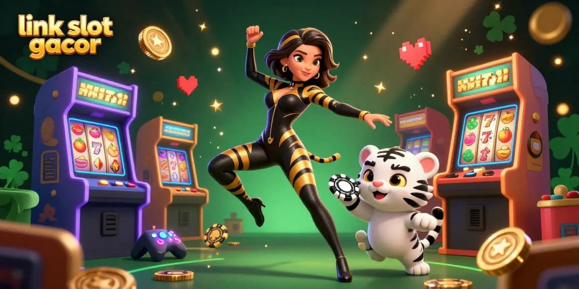 Engage with the exciting link slot gacor themes in this vibrant 3D digital illustration, showcasing luck and gameplay.