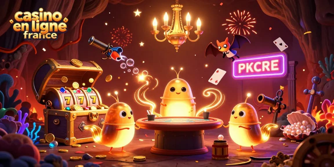 Jouez à des jeux excitants dans un casino en ligne France, avec des lumières et des éléments captivants.