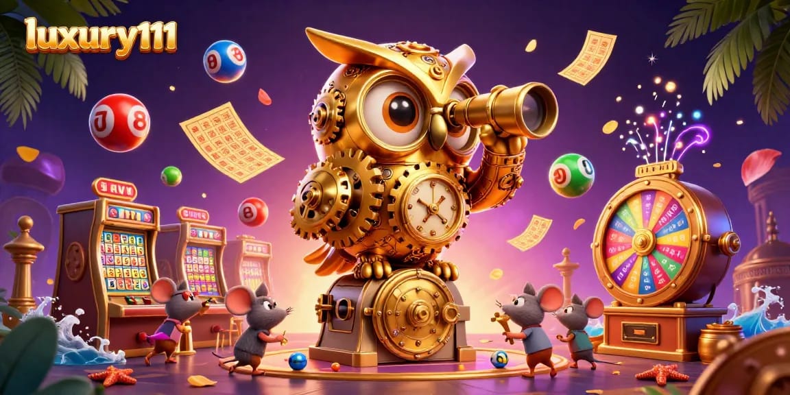 Experience luxury111 gaming thrills in an enchanting casino scene filled with vibrant slot machines and playful elements.