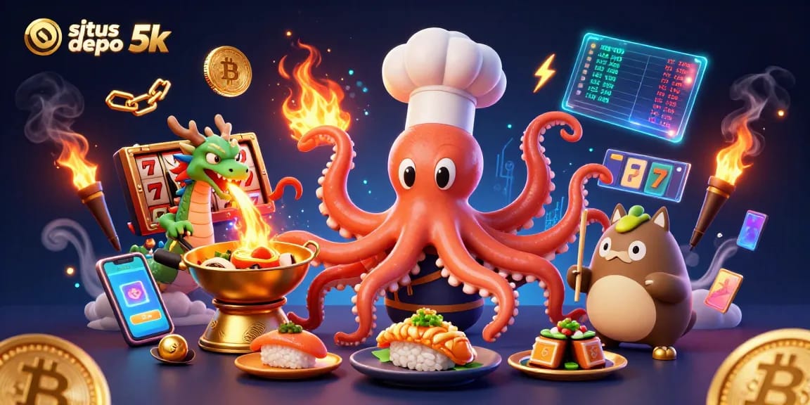 Experience thrilling action at situs depo 5k with dynamic slot machine elements in a vibrant casino scene.