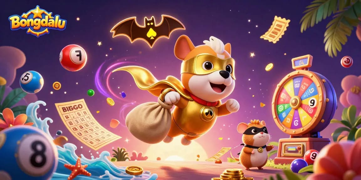 Bongdalu showcases lively 3D cartoon characters amid vibrant casino elements, capturing an exciting moment of gaming.