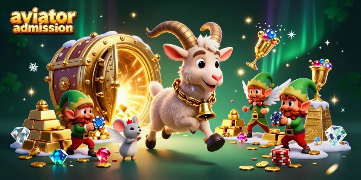 Aviator admission offers an exciting 3D casino scene with festive characters enjoying gambling activities.