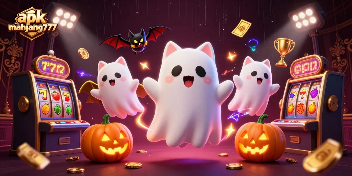 Experience the excitement of apk mahjong777 with vibrant slot machine elements and glowing casino atmosphere.