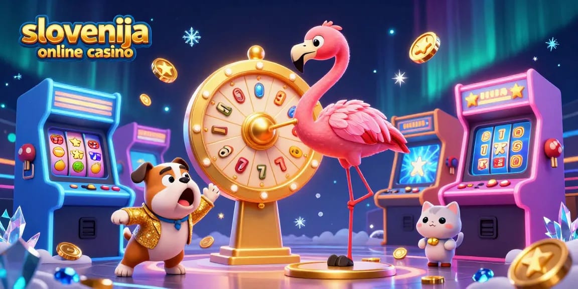 Uživajte v igrah v slovenski spletni casino z dinamičnim nagradnim kolesom in zabavnimi liki.