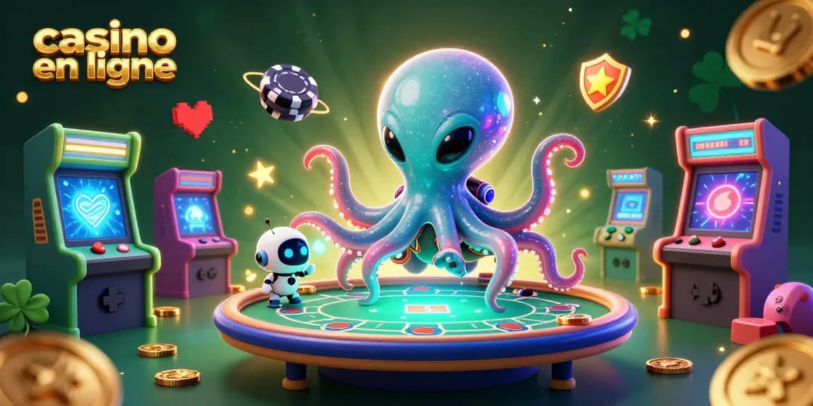 Jouez au casino en ligne avec cet octopus extraterrestre et une machine à poker flottante.