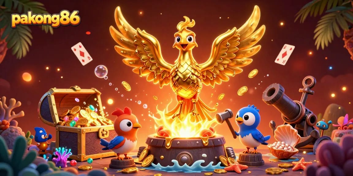 Experience thrilling wins at pakong86 with golden phoenix and exploding treasure in vibrant casino scene.