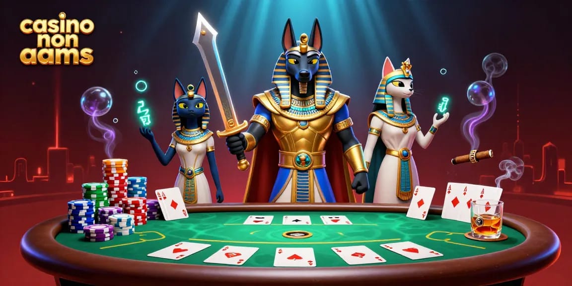 Partecipa all'emozionante azione dei casino non AAMS con Anubi e Bastet tra le ricchezze del poker.