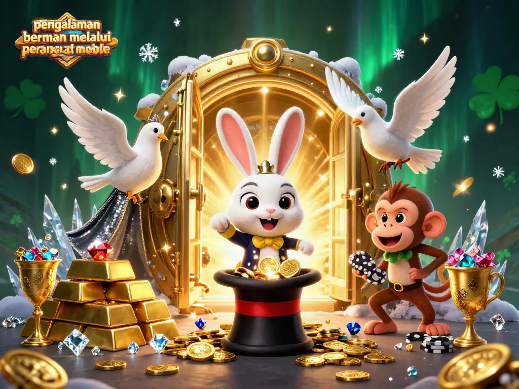 Pengalaman bermain melalui perangkat mobile dengan karakter kasino 3D yang menarik.