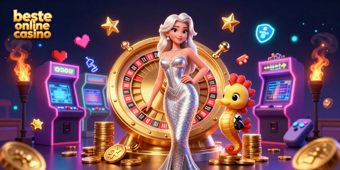 Experience vibrant gameplay at the beste online casino with a stunning mermaid and her seahorse companion.
