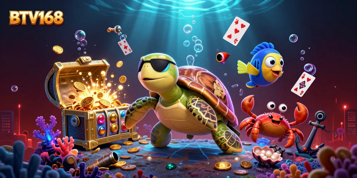 BTV168 enhances the gambling experience with vibrant underwater treasures and lively casino elements.