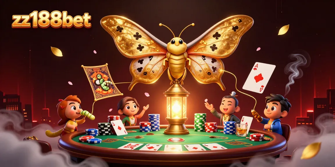 Play poker at zz188bet with an enchanting 3D illustration showcasing a vibrant casino atmosphere.