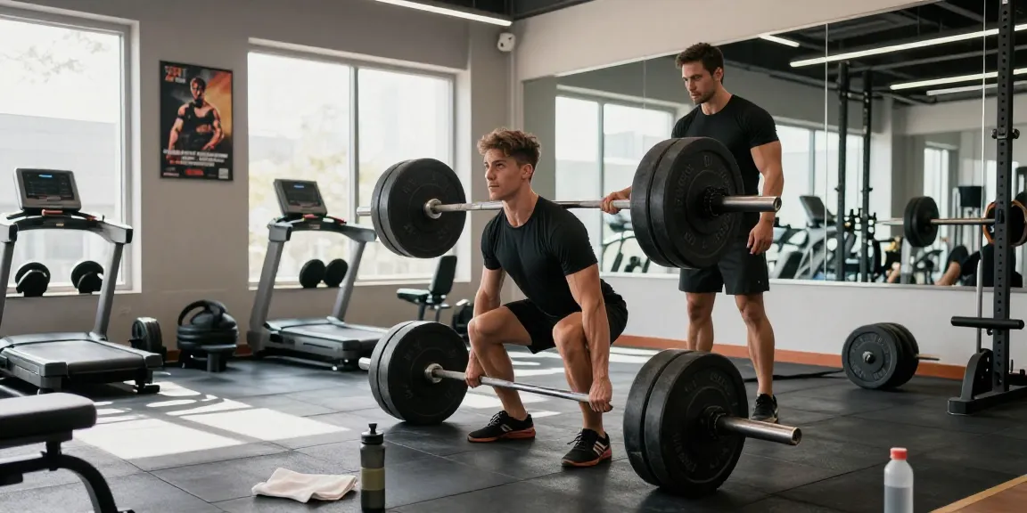 Bodybuilder working out in the gym, showcasing products from Deus Medical Shop for effective training.