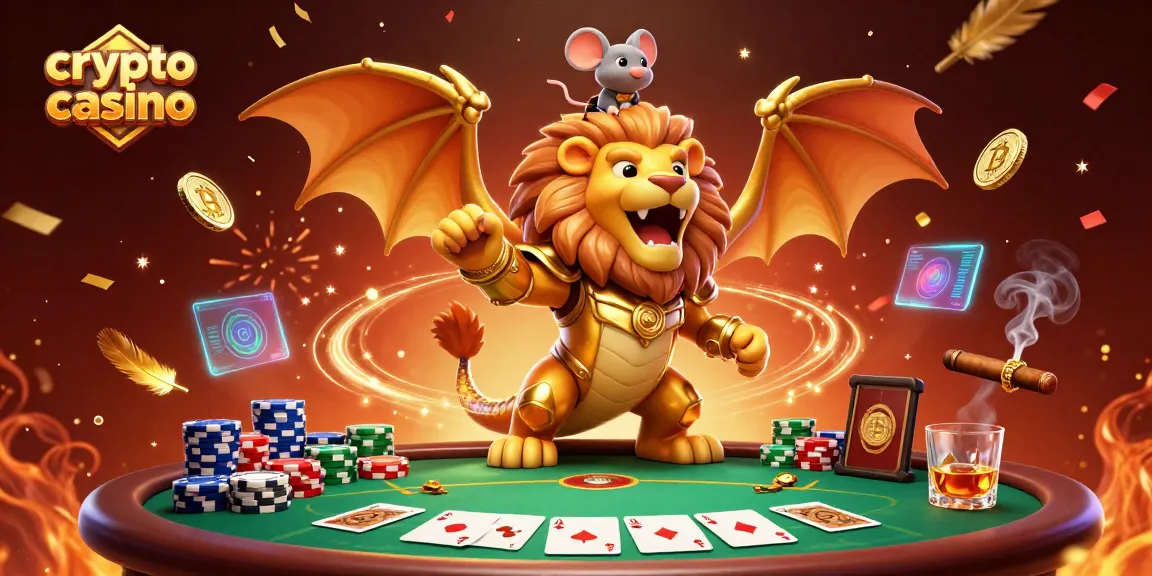 Vivez l'adrénaline d'un crypto casino avec des pièces de Bitcoin et des piles de jetons de poker.