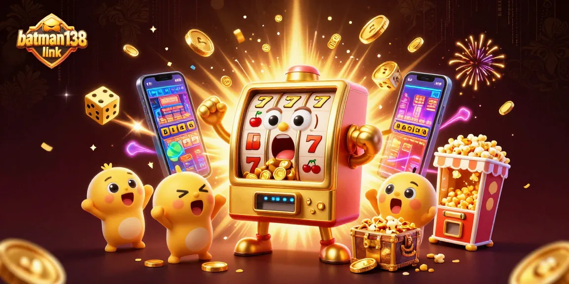 Menangkan jackpot dengan batman138 link dalam ilustrasi 3D kasino yang penuh warna dan energi.