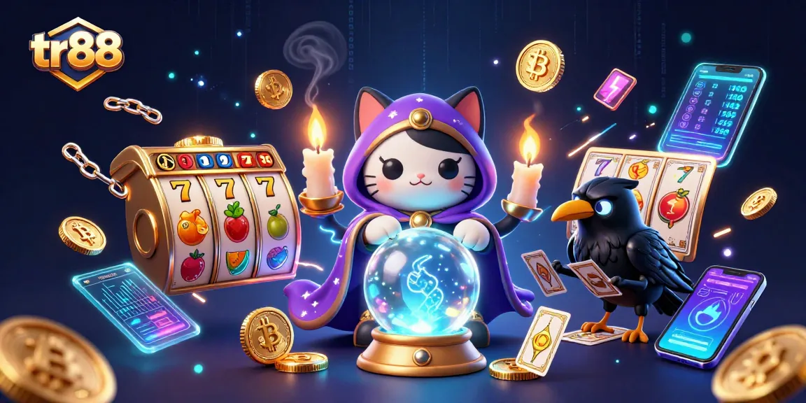 Experience the thrilling world of tr88 with dynamic slots and crypto elements in this vibrant casino scene.
