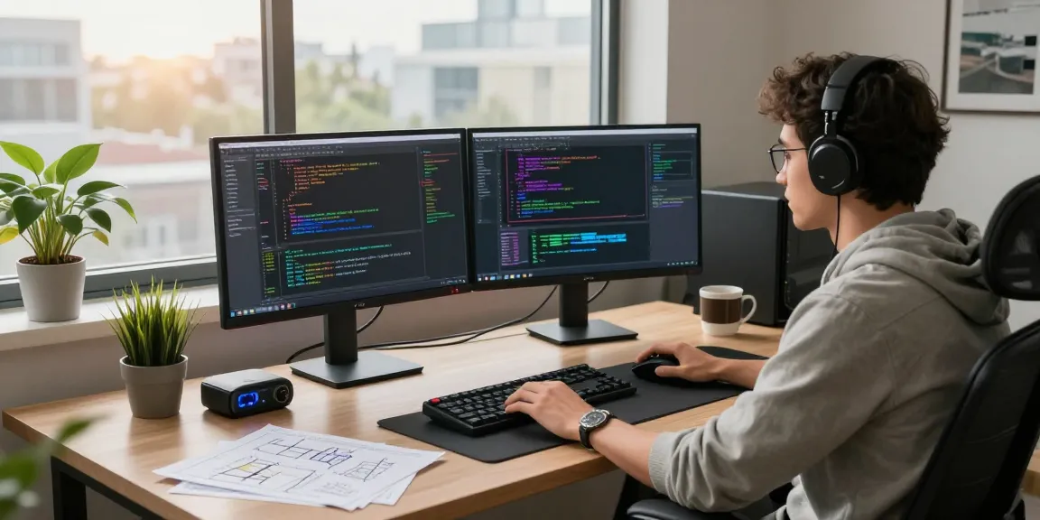 Developing innovative FiveM Qbcore Scripts in a modern workspace with coding setup.