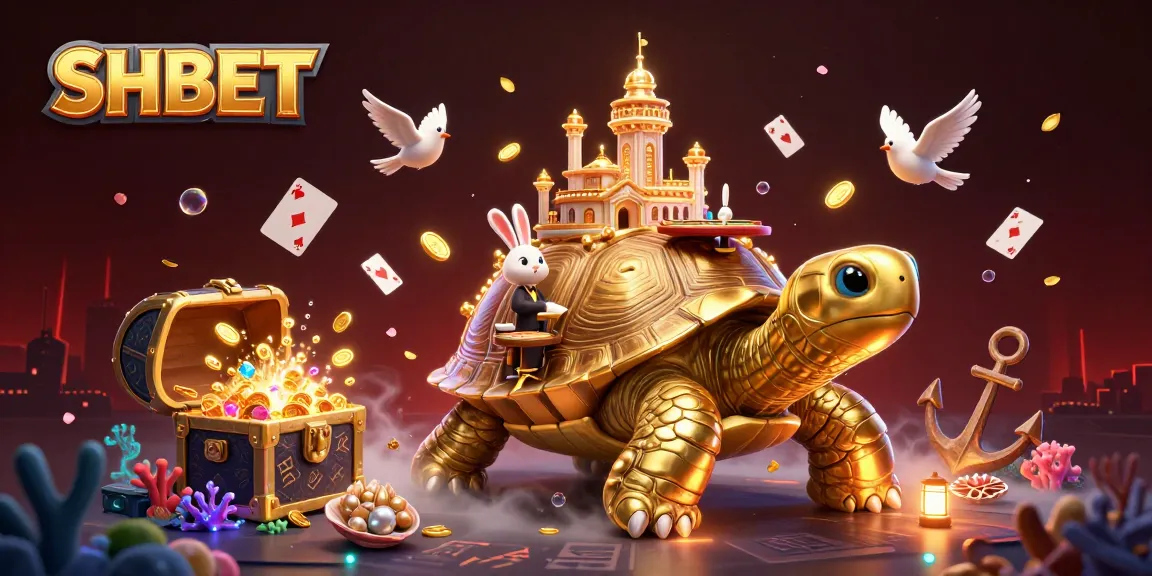 Experience thrilling gameplay with SH BET featuring a cartoon tortoise casino and winning rabbits.