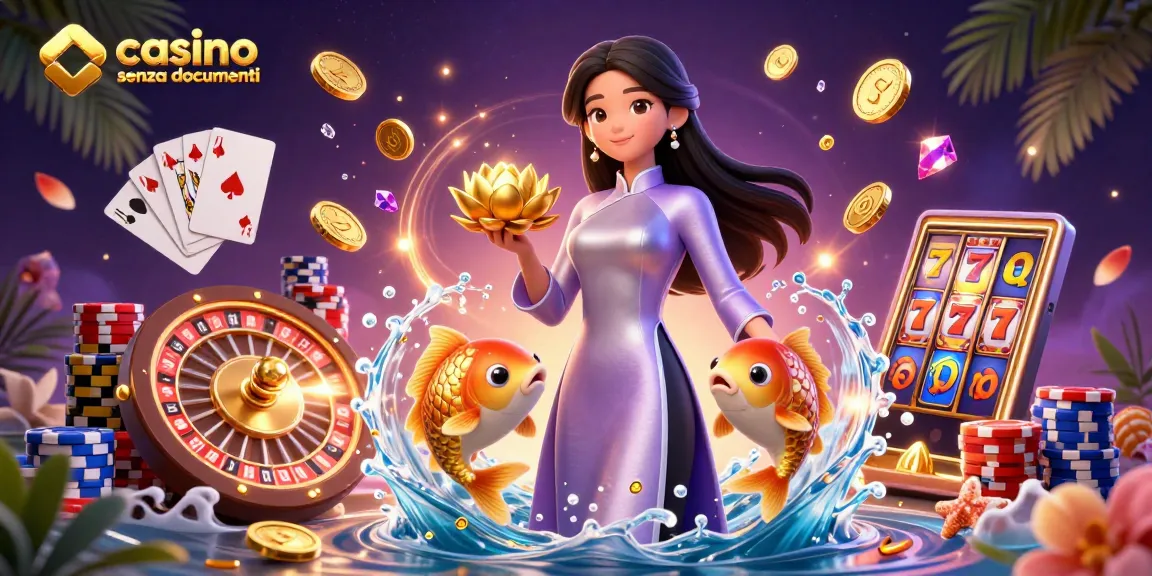 Scopri il brivido dei casinò senza documenti con una rappresentazione elegante di elementi di gioco 3D e personaggi vivaci.