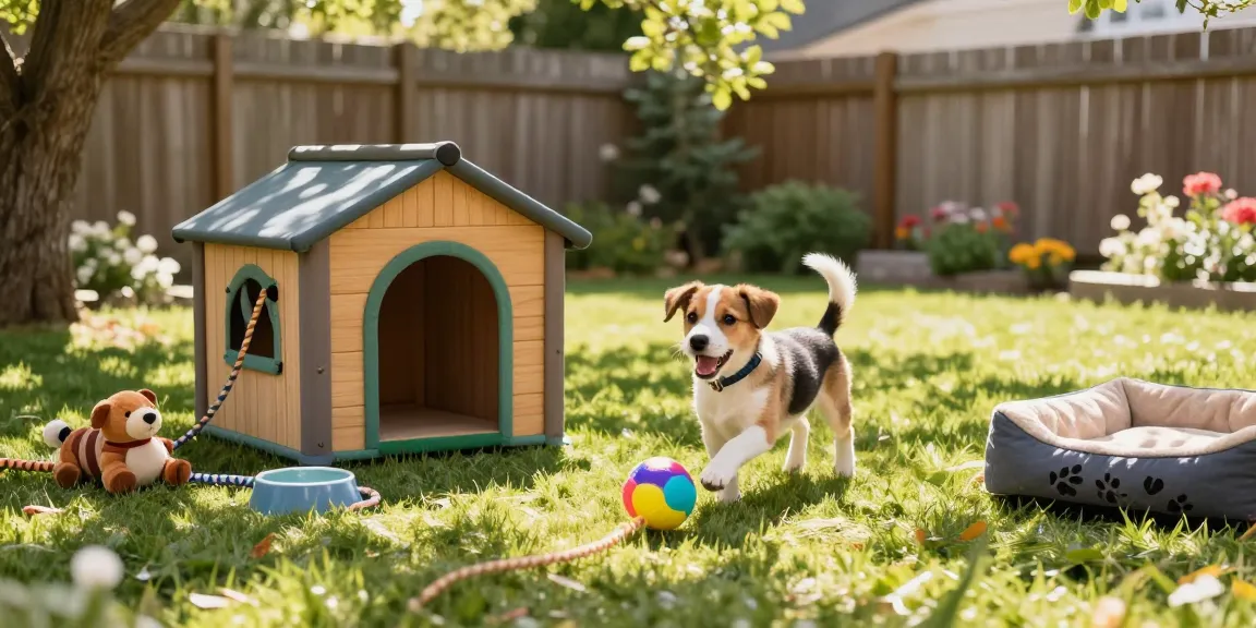Happy dog playing with NAGA2000 rubber ball in lush backyard