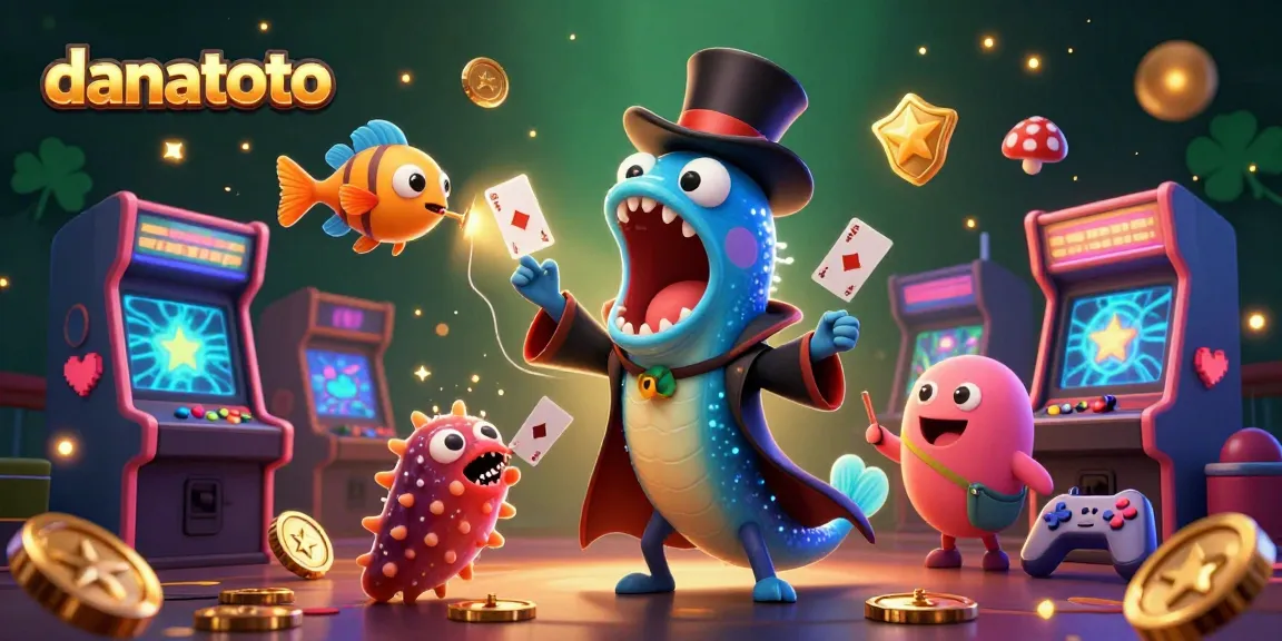 Experience the excitement of danatoto with a vibrant casino scene featuring fantastical underwater characters performing a magic act.