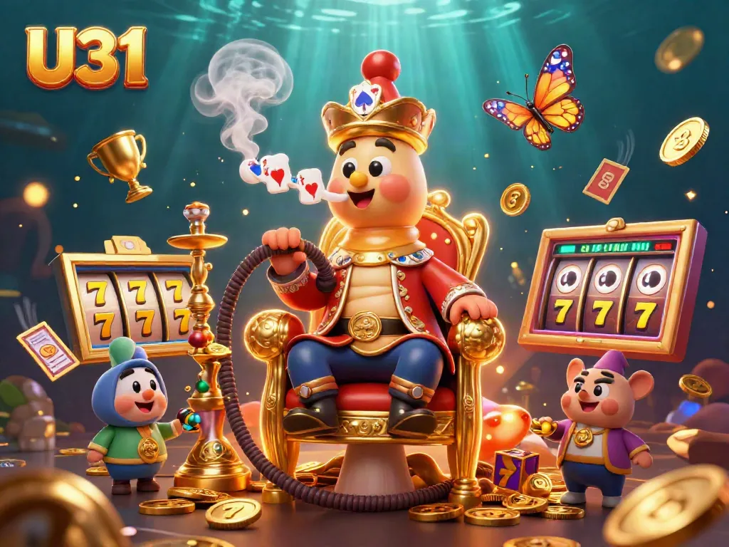 Experience thrilling gameplay with U31 as the caterpillar master showcases a vibrant world of slot symbols and riches.