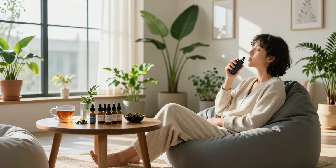 lost mary bm6000 vape device with premium CBD oils in a cozy wellness setting.