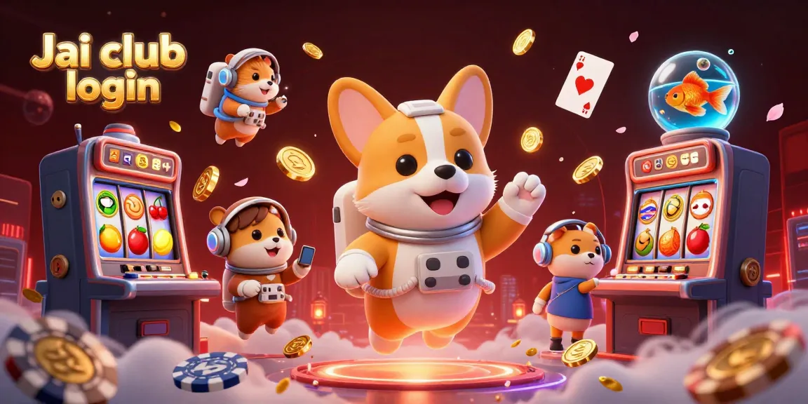 Experience fast wins with Jai club login, as cartoon characters play slots in a galactic casino scene.