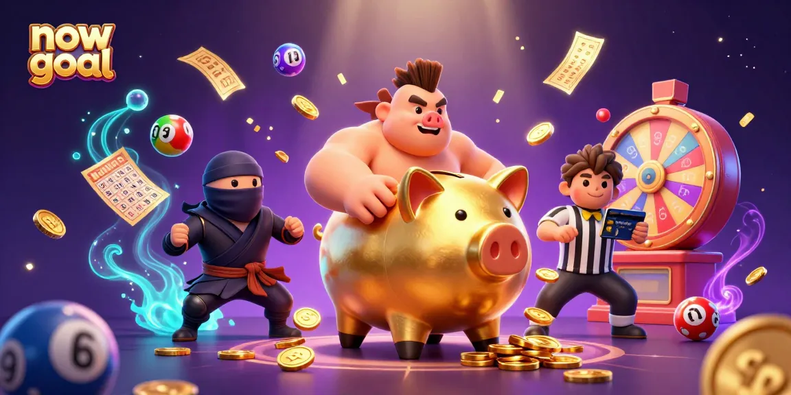 The now goal platform features dynamic lottery elements and a competitive atmosphere with the piggy bank sumo wrestler.