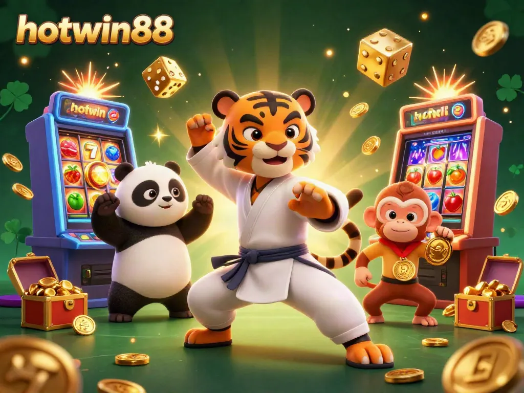Engage with hotwin88 in this dynamic 3D illustration featuring a fun casino scene with lively characters and vibrant gaming elements.