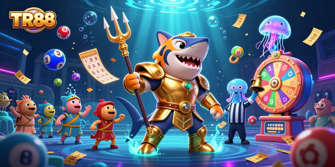 Experience thrilling gameplay with TR88's vibrant underwater casino scene featuring a powerful shark