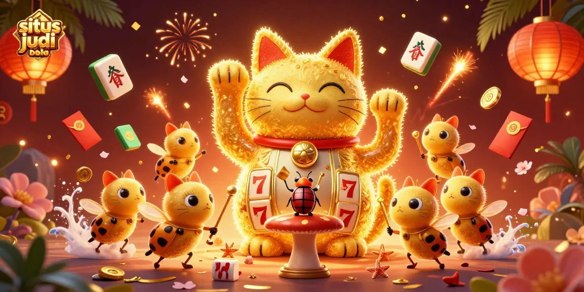 Situ judi bola scene featuring golden fireflies and dynamic casino symbols illuminating the atmosphere.
