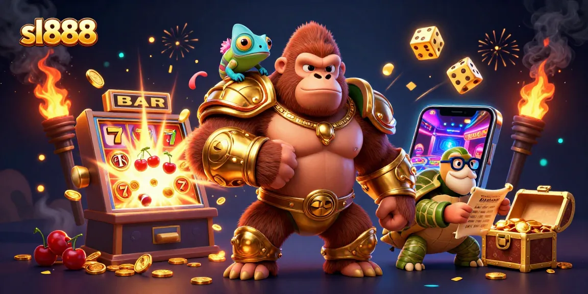 Engage with sl888 through an exciting jackpot scene featuring dynamic casino elements and vibrant characters.