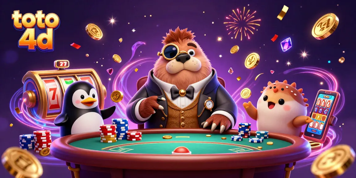 Toto 4D players enjoy a thrilling underwater casino with vibrant characters and sparkling gaming elements.