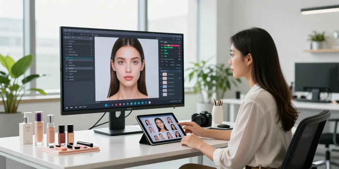ClinicEvo is a better alternative to QOVES, showcasing personalized beauty analysis in a modern workspace.